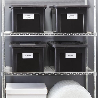 STAPLES File Box Plastic File Box Snap, Letter/Legal Size, Black, 4/Carton
