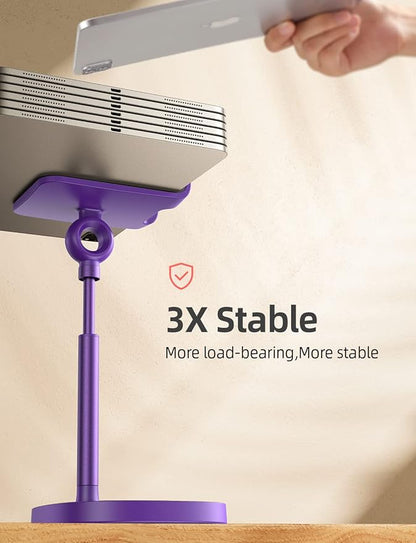 LISEN Cell Phone Stand Adjustable Phone Holer for Desk, Computer Office Desk Accessories for iPhone 16 Holder Women Kitchen Essentials Fits Switch Kindle iPads Tablet 4-10in (Dark Purple)