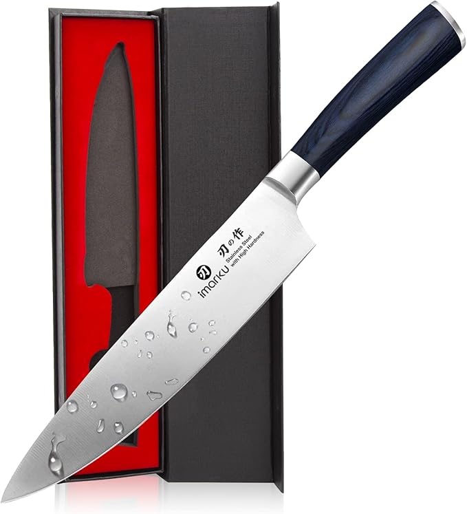 imarku Chef Knife - 8 Inch Pro Kitchen Knife, High Carbon Stainless Steel Japanese Knife, Chef's Knives with Ergonomic Handle, Ultra Sharp Knife, Gifts for Men and women,Blue Handle Gyutou Knives
