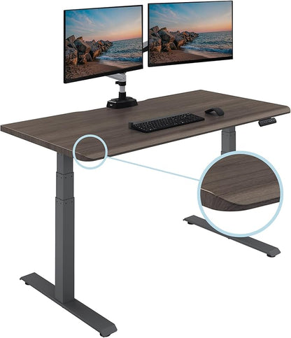 Vari ComfortEdge 60x30 Inch Adjustable Electric Standing Desk – Sit Stand VariDesk with Memory Presets, Sloped Edge, 200 LB Capacity + Tool-Free Assembly (Espresso Wood)