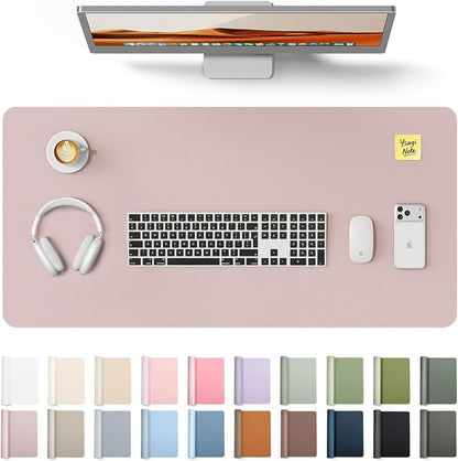 YSAGi Leather Desk Protector, Office Mat, Large Mouse Mat, Non-Slip PU Leather Blotter, Laptop Desk Mat, Waterproof Writing Pad for Office and Home (Grayish Lavender, 31.5" x 15.8")