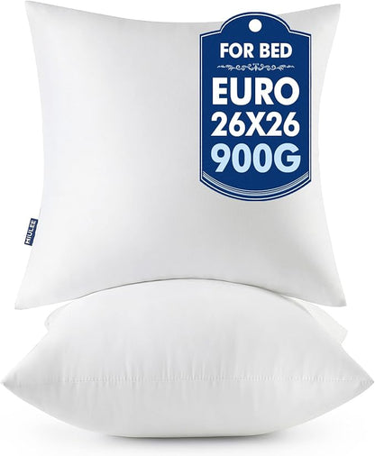 MIULEE Throw Pillows Inserts, Pack of 2 26x26 Inch 100% Virgin Fiber Filling Bed Couch Pillows