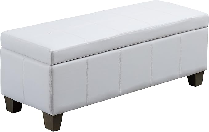 41" Storage Ottoman, Storage Bench with Safety Hinge, Upholstered Synthetic Leather Ottoman Bench for Bedroom, Living Room, Entryway, Hallway, Foot Rest, Support 500lbs