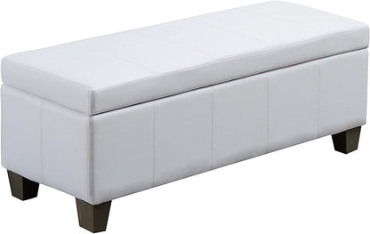 41" Storage Ottoman, Storage Bench with Safety Hinge, Upholstered Synthetic Leather Ottoman Bench for Bedroom, Living Room, Entryway, Hallway, Foot Rest, Support 500lbs
