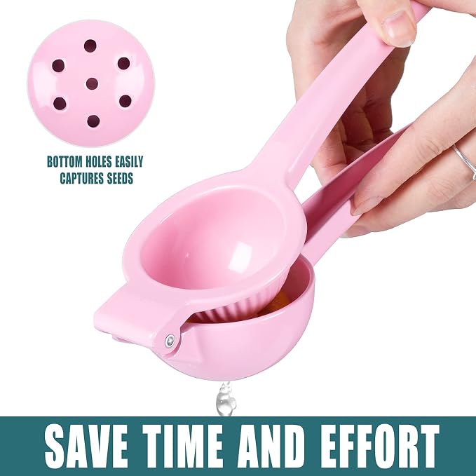 Y-ME Manual Juicer Citrus Lemon Squeezer, Fruit Juicer Lime Press Metal, Professional Hand Juicer Kitchen Tool(Pink）
