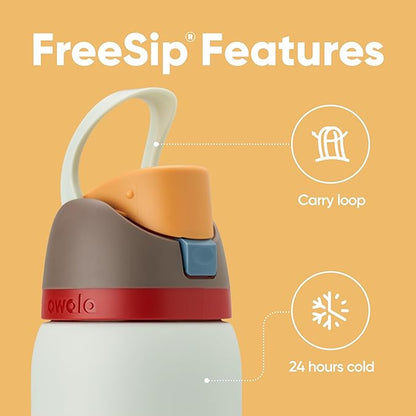 Owala FreeSip Insulated Stainless Steel Water Bottle with Straw for Sports, Travel, and School BPA-Free Sports Water Bottle, 32 oz, Boneyard | Insulated, with Straw, for Sports, Travel, and School, BPA-Free