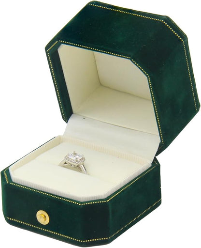 Jewelry Ring Box Small Travel Jewelry Box, Velvet Wedding Ring Box for Business, Engagement, Wedding, Bridesmaid and Holiday Events - Dark Green
