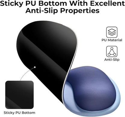 EooCoo Ergonomic Mouse Pad with Gel Wrist Rest Support Middle Concave Design, Relieve Wrist Pain Mousepad, Non-Slip Base for Laptop, Computer, Office Desk Accessories, Carpal Tunnel Syndrome Navy Blue