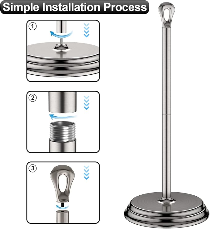 KASUNTO Toilet Paper Holder with Rustproof, Metal Free Standing Toilet Paper Stand Storage for Bathroom, Tissue Paper Roll Holder for Bathroom Accessories (Brushed Nickel)