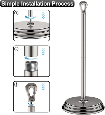 KASUNTO Toilet Paper Holder with Rustproof, Metal Free Standing Toilet Paper Stand Storage for Bathroom, Tissue Paper Roll Holder for Bathroom Accessories (Brushed Nickel)