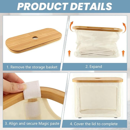 Toilet Paper Basket, Toilet Paper Storage with Lid for 12 Rolls, Collapsible Bathroom Toilets Papers Holder Organizer, Extra Toilets Roll Storage(Color:Beige)