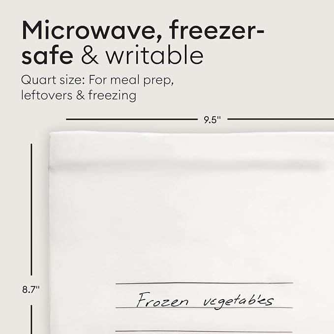 Vove Compostable Quart Bags 30 Ct – PFAS-Free, BPI Certified, Freezer Safe with Airtight Seal for Leftovers & Meal Prep, Plant-Based