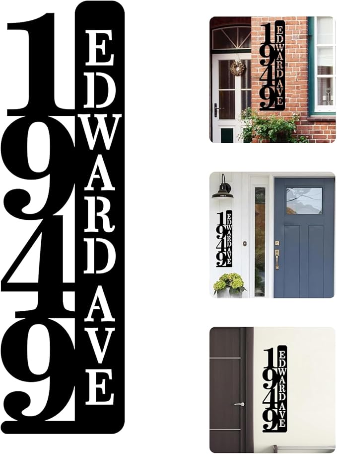 Personalized Vertical Address Plate,House Numbers Sign for Outside,Custom Metal Address Numbers for House Modern House Numbers,Street Name Address Sign,Great Housewarming Gifts Idea