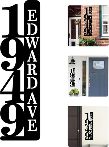 Personalized Vertical Address Plate,House Numbers Sign for Outside,Custom Metal Address Numbers for House Modern House Numbers,Street Name Address Sign,Great Housewarming Gifts Idea