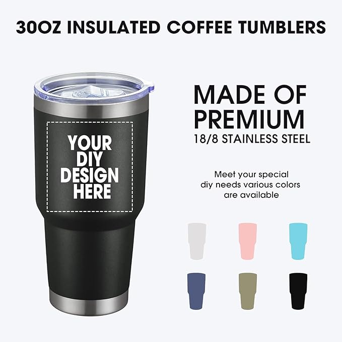 Personalized Coffee Tumbler Print in USA 30oz Stainless Steel Double Wall Insulated Coffee Cup With Text Photo Logo