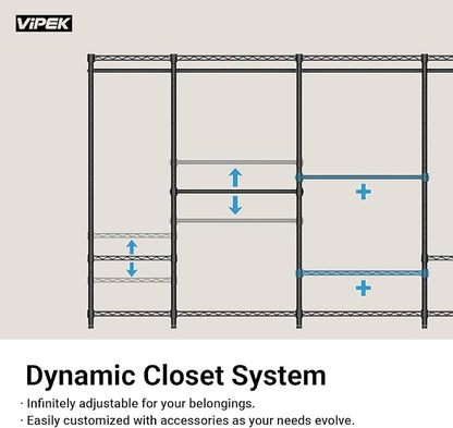 VIPEK V5C Medium Covered Clothes Rack Heavy Duty Portable Closet Wardrobe, Freestanding White Clothing Rack with Grey Upgraded Polyester Cover, Adjustable Custom, 56.7" Lx15.7 Wx76.4 H