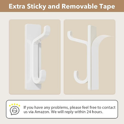 pickpiff Wall Hooks for Coat and Towel: 13LB Adhesive Door Hanger Stick on, White 4 Pack