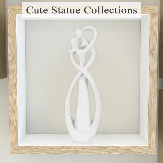 Trycooling Kissing Lovers Statue Abstract Sculpture Resin Statues for Home Decor Modern Home Office Desktop Shelf Bookshelf Decor (White, Large)