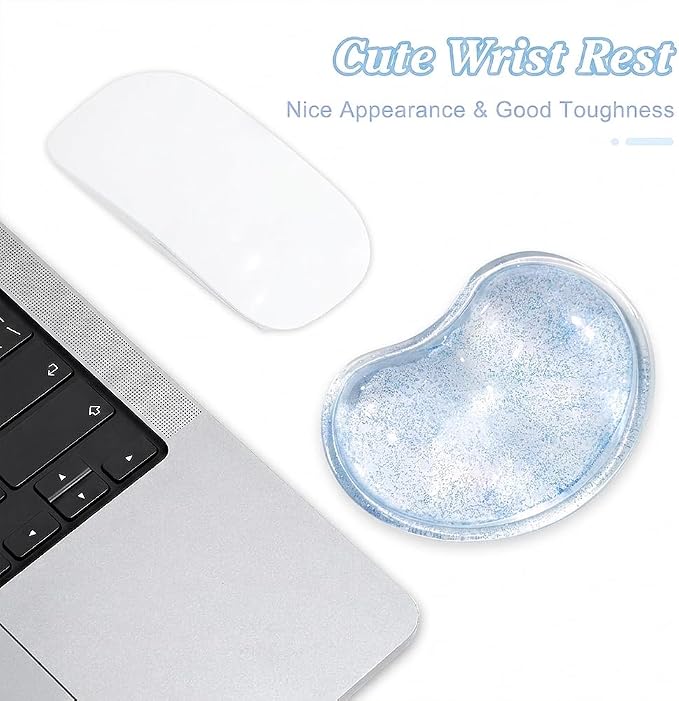Soft Mouse Wrist Rest Pad Comfortable Cool Silicone Gel Ergonomic Cushion Small-Sized Hand Pain Relief Support Pad with Gel-Filled for Laptop Computer Office & Home (Bright Blue)