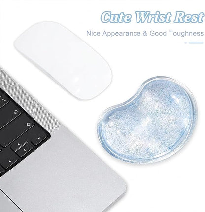 Soft Mouse Wrist Rest Pad Comfortable Cool Silicone Gel Ergonomic Cushion Small-Sized Hand Pain Relief Support Pad with Gel-Filled for Laptop Computer Office & Home (Bright Blue)