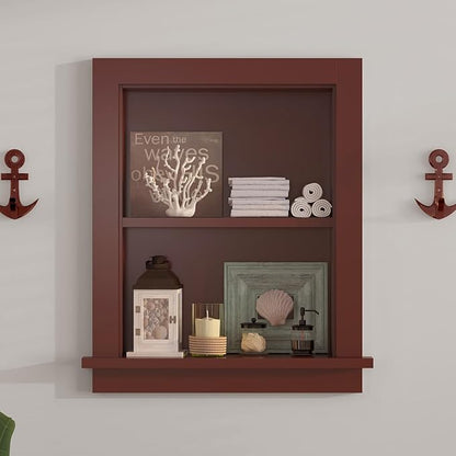 Recessed Medicine Cabinet Inset,Bathroom Wall Niche Insert for Drywall,14x18 Bathroom Medicine Cabinet Shelf Wood Replacement,in Wall Cabinet with Storage for Restaurant/Kitchen,Brown