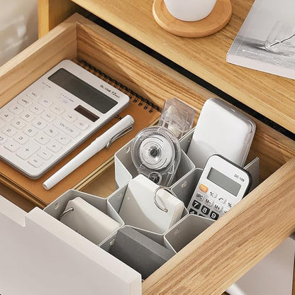 Poeland Drawer Divider Organizer DIY Plastic Grid Honeycomb Drawer Divider Gray 2 Pack