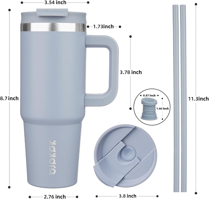 BJPKPK Tumbler With Handle 30 oz Stainless Steel Insulated Tumbler With Lid And Straw For Water Or Ice Coffee,Modern Blue