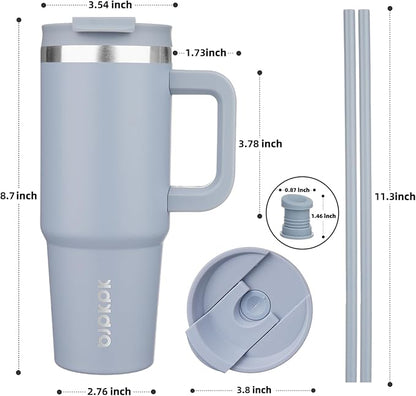 BJPKPK Tumbler With Handle 30 oz Stainless Steel Insulated Tumbler With Lid And Straw For Water Or Ice Coffee,Modern Blue