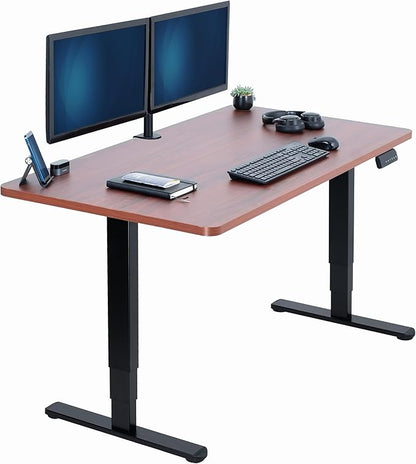 VIVO Electric 55 x 28 in Dual Motor Sit Stand Desk, Memory Height Adjustment, 2B Series, Dark Walnut Top Black Frame, DESK-KIT-2B55D