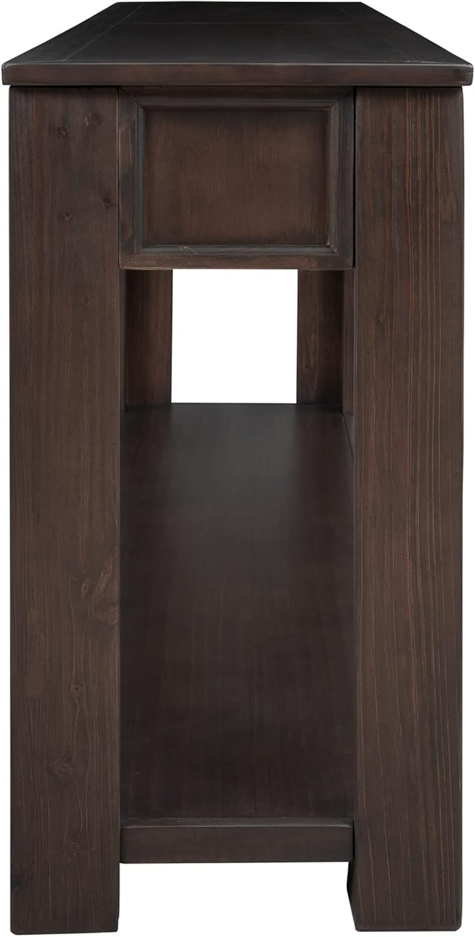 Console Table Hallway Sofa Entryway Side Table 63" Long Furniture with 4 Drawers and Bottom Shelf for Living Room Home Decor (Espresso)