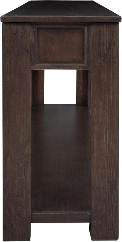 Console Table Hallway Sofa Entryway Side Table 63" Long Furniture with 4 Drawers and Bottom Shelf for Living Room Home Decor (Espresso)
