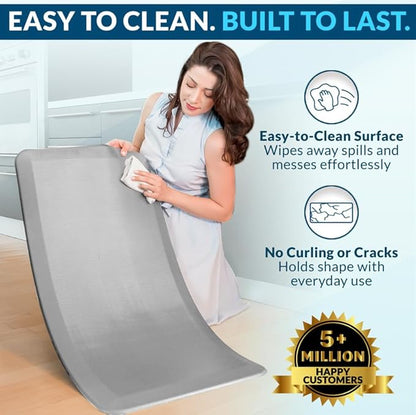 ComfiLife Anti Fatigue Floor Mat – 3/4 Inch Thick Kitchen Mats for Floor, Standing Desk Mat, Kitchen Rug – Comfort at Home, Office – Durable – Stain Resistant – Non-Slip Bottom (24" x 70", Silver)