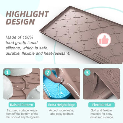 SIKADEER Silicone Under Sink Mats for Kitchen Waterproof 34" x 22", Thick Raised Edge Cabinet Protector Shelf Liner, Bathroom Organizers and Storage Boot Tray Pet Mat