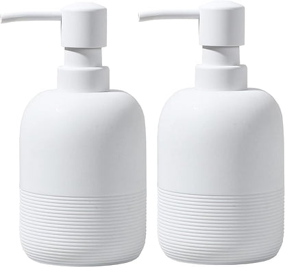GalDal White Soap Lotion Dispenser with A Spare Pump,Liquid Hand Soap Dispenser Sets for Bathroom Countertop,2pcs/Set Soap Dispenser for Kitchen