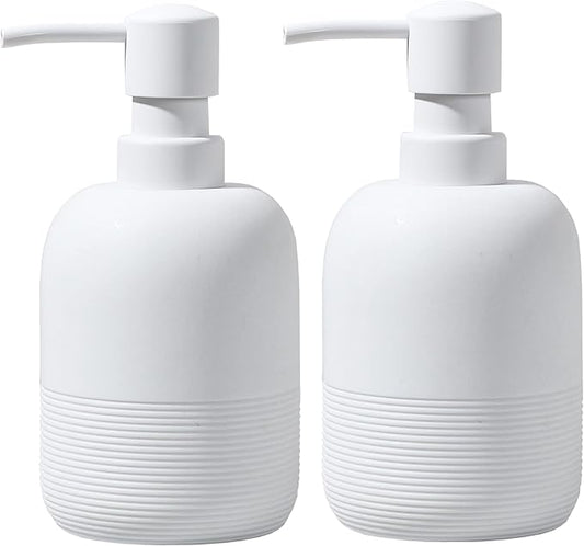 GalDal White Soap Lotion Dispenser with A Spare Pump,Liquid Hand Soap Dispenser Sets for Bathroom Countertop,2pcs/Set Soap Dispenser for Kitchen
