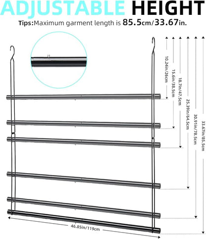 Hanging Closet Rod 46.85in Adjustable Height, Closet Extender Hanging Bar for Closet Rod Heavy Duty Closet Organizer, Black