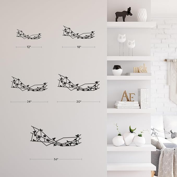 SIGNLEADER Metal Wall Art Decor Birds Perching Modern Abstract Wall Sculpture Hangings Home Decoration for Living Room, Bedroom, Bathroom, Kitchen, Outdoor - 36" Black