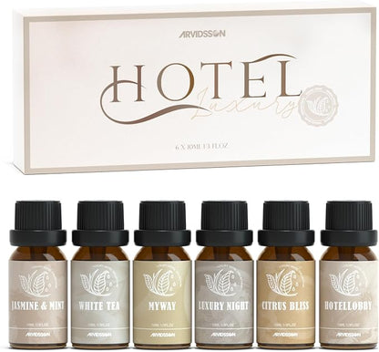 ARVIDSSON Hotel Diffuser Oils Gift Set - Hotel Essential Oils for Diffusers and Crafting - Inspired by the 5 Star Hotels Scent, Premium Fragrance Oil Blend Set, 6 x 10 mL, 0.34 fl oz