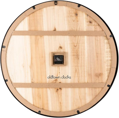 Oldtown Farmhouse Metal & Solid Wood Noiseless Wall Clock (Wood, 36-inch)