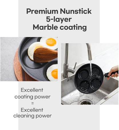 4-Cup Egg Frying Pan Skillet, Non Stick Egg Cooker Pan, Omelet Pan For Breakfast Pancake, Crepe Pan Gas Stove & Electronic