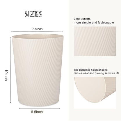 UUJOLY Small Trash Can Wastebasket Garbage Can Container Bins for Bathrooms, Laundry Room, Kitchens, Offices, Kids Rooms, Dorms (Beige)