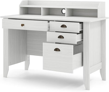 Safeplus 48" Computer Desk with 4 Storage Drawers and Hutch Wood Executive Table for PC Laptop