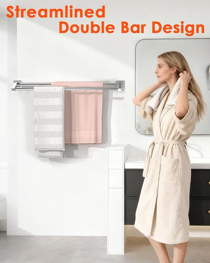 Alise Double Bath Towel Bars Towel Racks for Bathroom,Wall Mount Towel Holder Heavy Duty 32-Inch Towel Hanger Rail,SUS304 Stainless Steel Polished Chrome