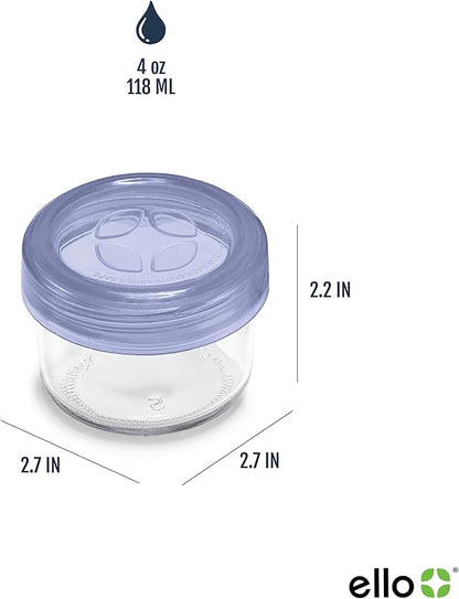 Ello Color Lock Glass Meal Prep Sets Leak-Proof Glass Food Storage Containers with Airtight BPA-Free Plastic Lids, Dishwasher, Microwave, and Freezer Safe