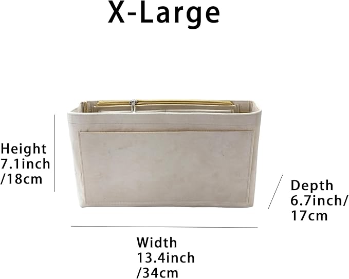 Purse Organizer Insert, Suede Bag Organizer Handbag Tote Shaper, Suede Material, Soft and Non Damaging Bag (Beige, X-Large)
