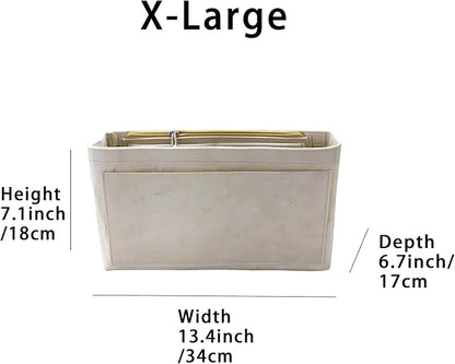 Purse Organizer Insert, Suede Bag Organizer Handbag Tote Shaper, Suede Material, Soft and Non Damaging Bag (Beige, X-Large)