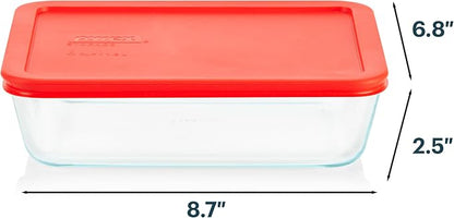 Pyrex Simply Store Glass Food Storage Container, Snug Fit Non-Toxic Plastic BPA-Free Lids, Freezer Dishwasher Microwave Safe, 6 Cup