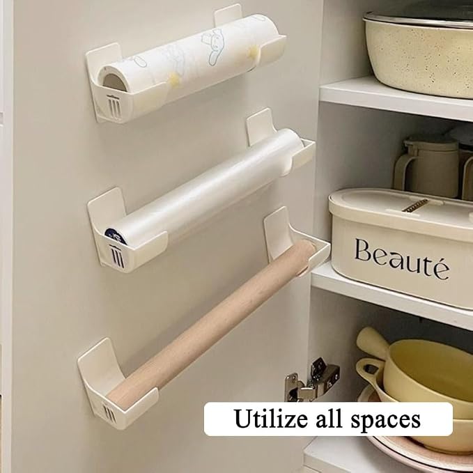 4 Pcs No Punching Trash Bag Dispenser Plastic Bag Holder,Wall Mounted Plastic Bag Organizer Grocery Bag Holder White Garbage Trash Bag Holder For Home Organization Kitchen Organizers And Storage
