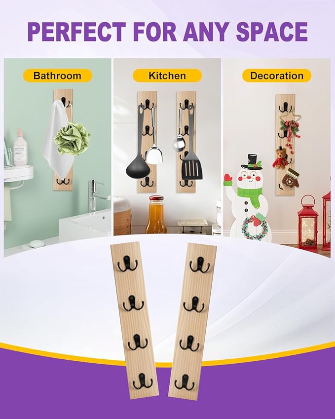 UCEC Wooden Key Holder Wall Mount with Hooks, Vertical Key Holder for Wall Organizer for Keys, Wallets, Mail – Space-Saving Key Rack Wall Mount for Entryway, Living Room, or Garage – Natural Wood