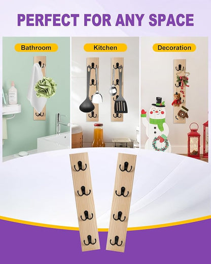 UCEC Wooden Key Holder Wall Mount with Hooks, Vertical Key Holder for Wall Organizer for Keys, Wallets, Mail – Space-Saving Key Rack Wall Mount for Entryway, Living Room, or Garage – Natural Wood
